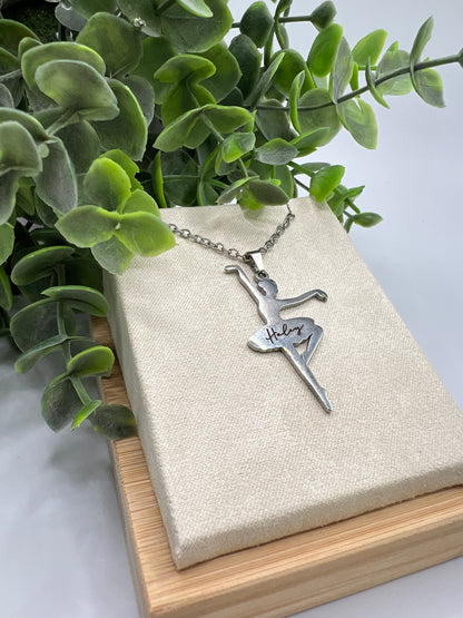 Engraved Ballerina Pendant Necklace