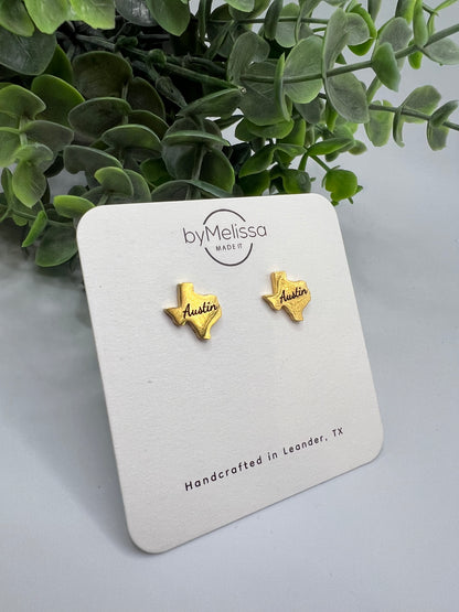 Engraved Texas Studs in Gold