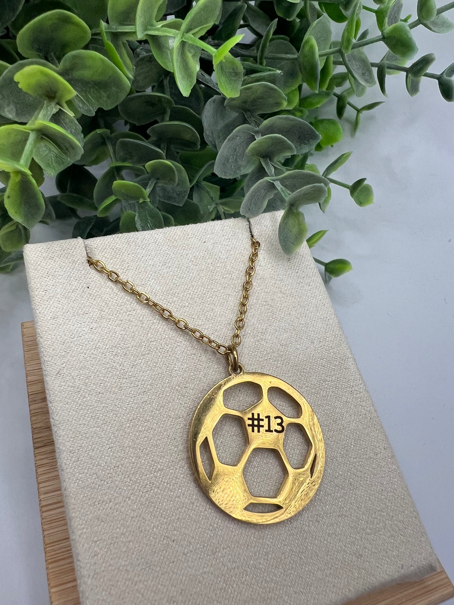 Engraved Soccer Pendant Necklace