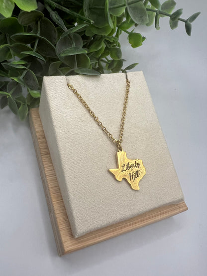 Engraved Texas Pendant Necklace