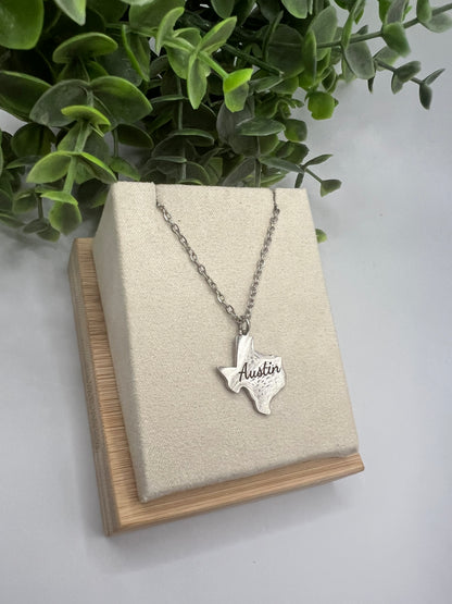 Engraved Texas Pendant Necklace