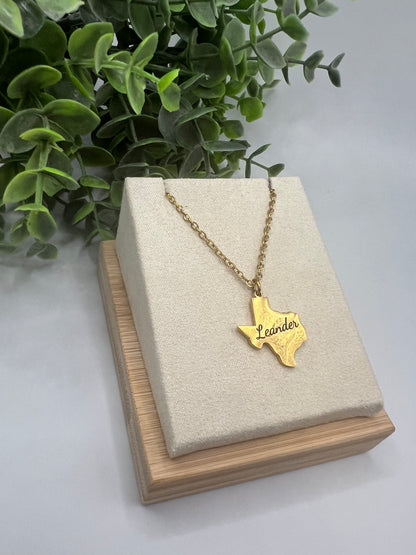 Engraved Texas Pendant Necklace