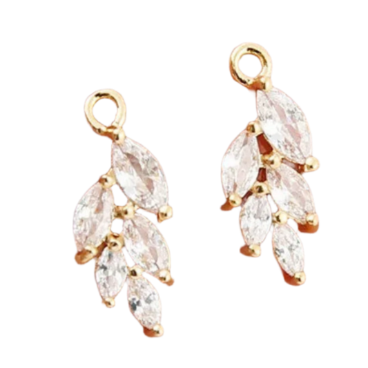 Gold Leaf Cubic Zirconia Charm