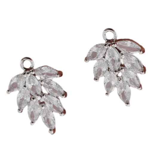 Silver Feather Cubic Zirconia Charm