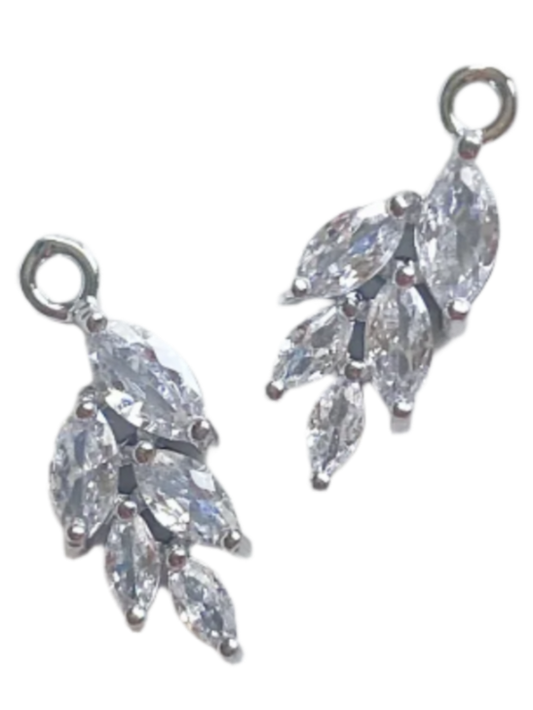 Silver Leaf Cubic Zirconia Charm