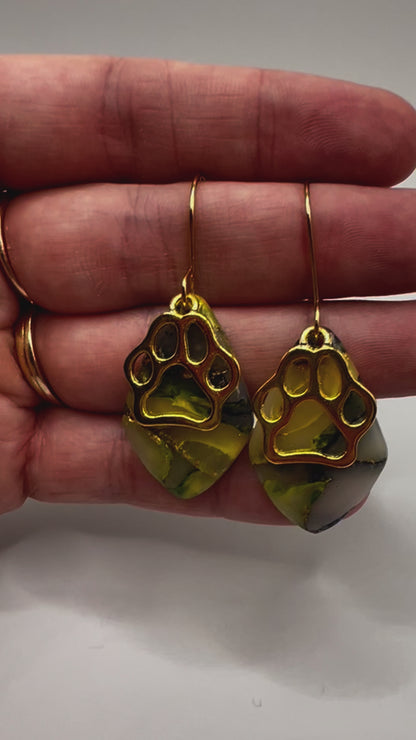 Navy and Gold Small Kite Drop Earrings in Gold